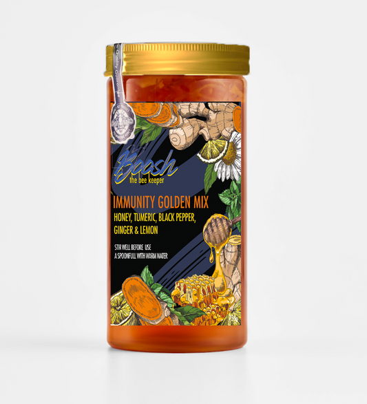 IMMUNITY GOLDEN MIX Pure Clover Honey with Tumeric, Natural Ginger, Lemon and Black Pepper 750g Jar